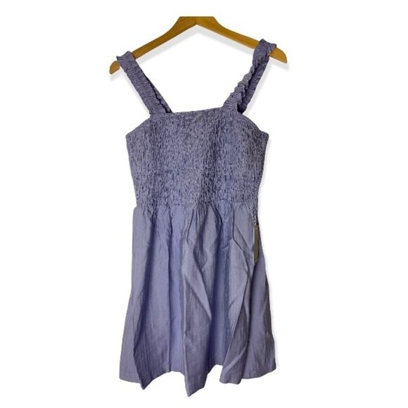 NSR Julia Sleeveless Smocked Ruffle Mini Dress Lavender Purple Size Medium - Picture 2 of 5